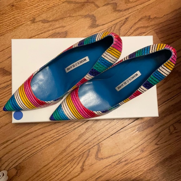 Brand New Manolo Blahnik Snake Multi Rainbow BB 90